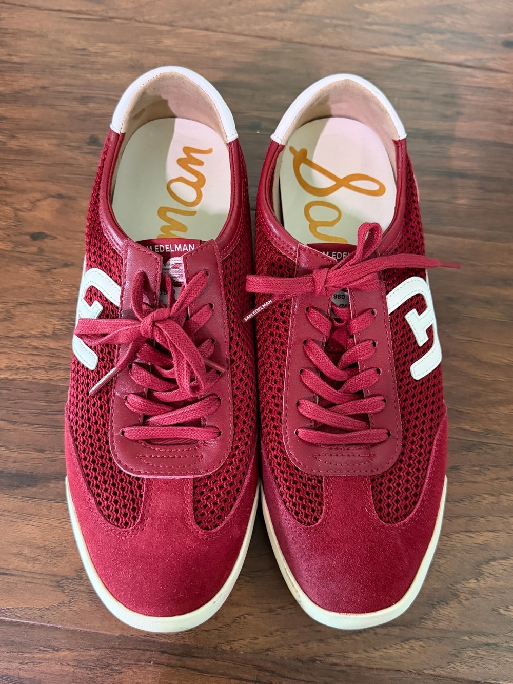 Sam Edelman Langley Retro Sneakers Sport Red White